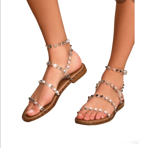 ShuShop Shoes - ShuShop Studded Flat Tan Summer Sandals